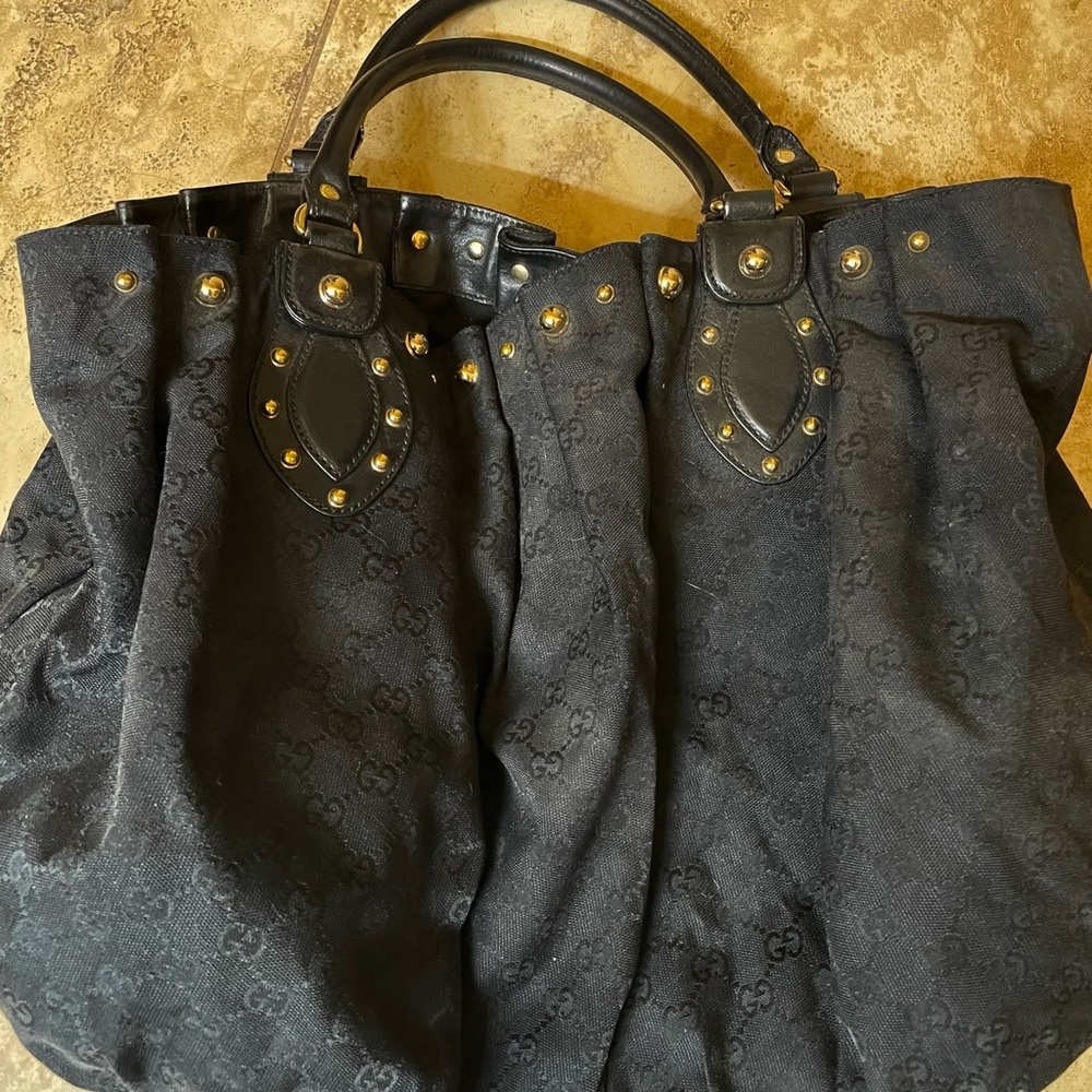 GUCCI Monogram Studded Shoulder Bag and matching wallet
